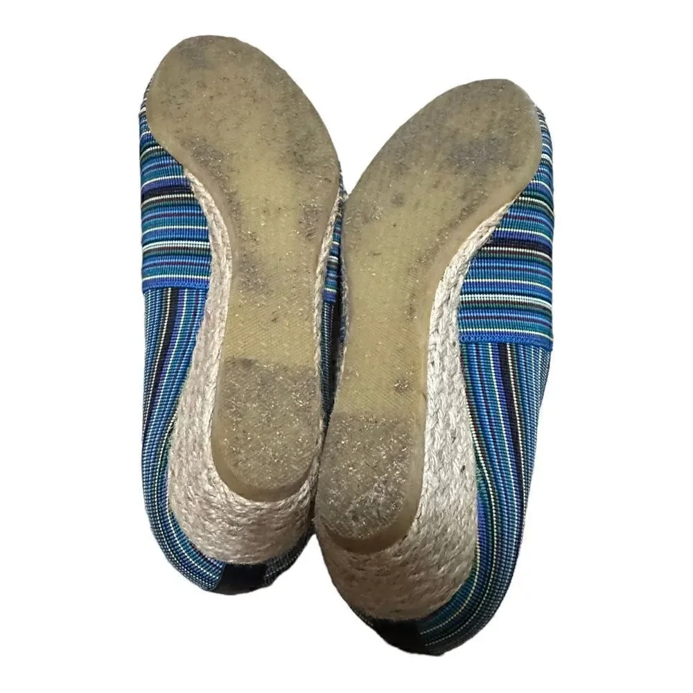 SAS  | Becky - Jute-Wrapped Wedge in Bright Blue Stripe Made in Italy | 8WW